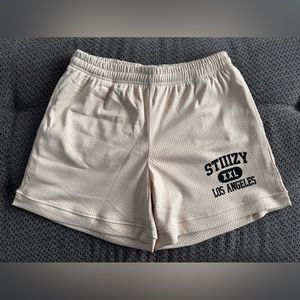 🆕 STIIIZY Los Angeles Basketball Mesh Shorts Cream Black Large NWOT 6” Inseam